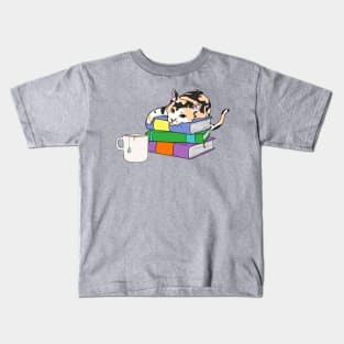 Cookie Dough with Books and Tea S1E1 | Calico Cat, Reading, Mug Kids T-Shirt